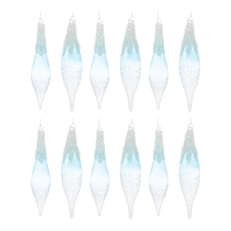 12ct. 9" Beaded Glass Drop Ornaments