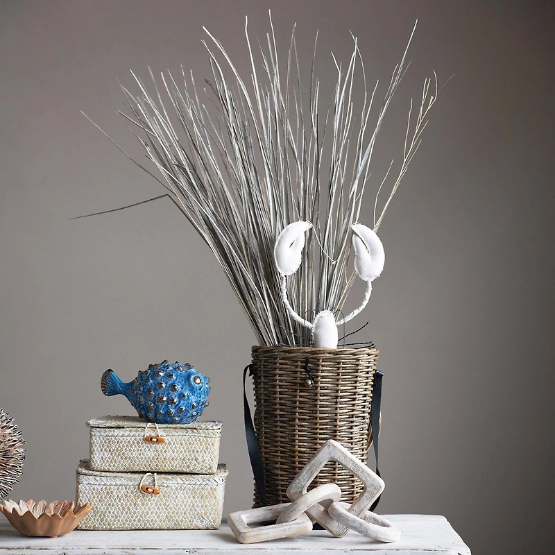 Hello Honey® Whitewashed Hand-Woven Seagrass Boxes with Lids & Toggle Closure Set