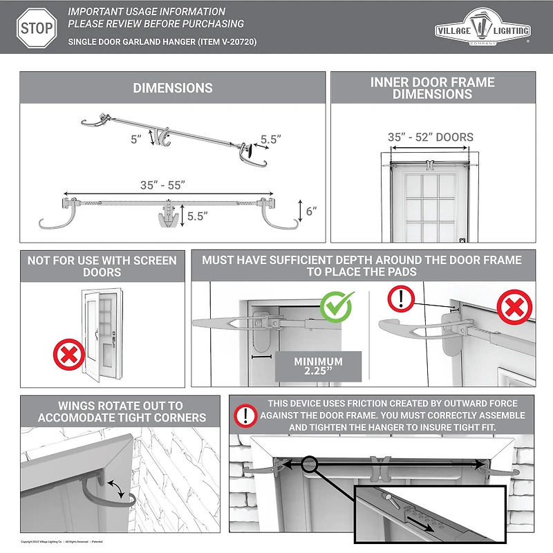 Village Lighting Single Door Garland Hanger