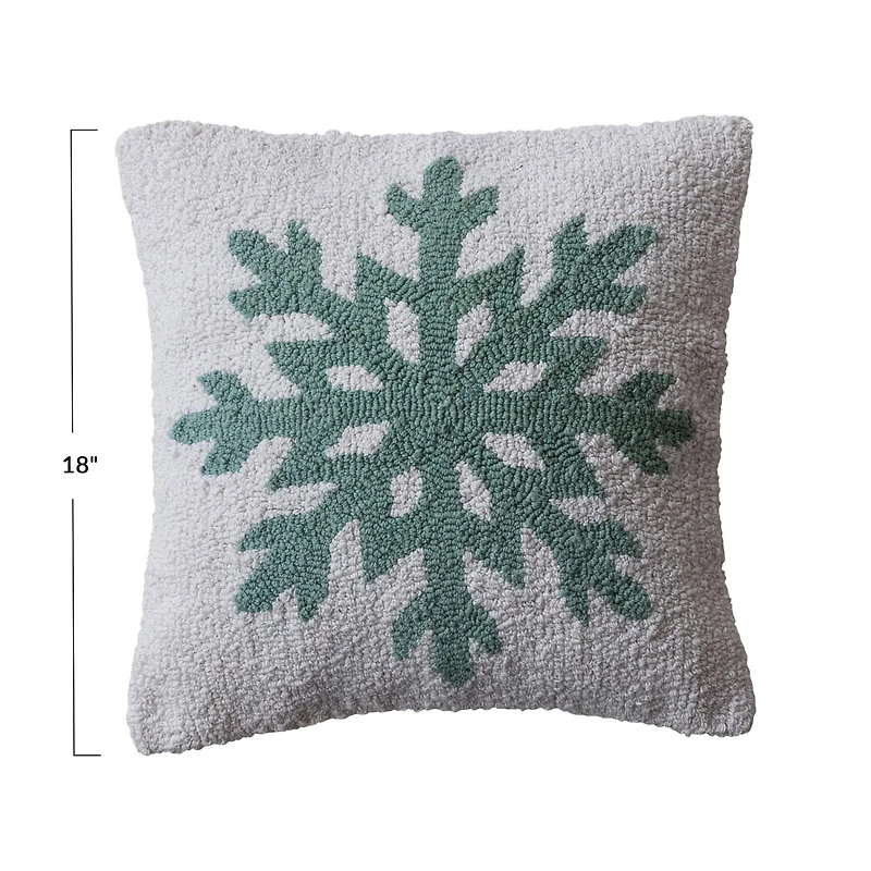 Hello Honey® 18" Blue & Natural Snowflake Tufted Throw Pillow