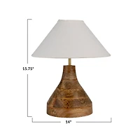 Hello Honey® 15.75" Natural Artisanal Aura Mango Wood Table Lamp