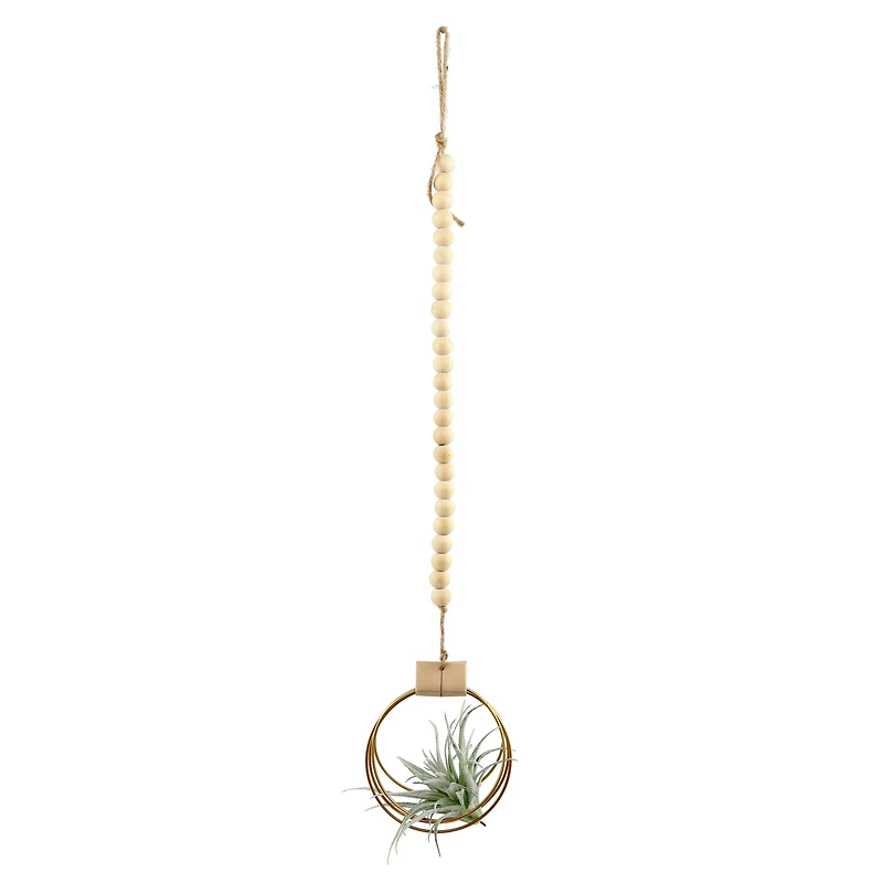 Flora Bunda® 29" Air Plant in Hanging Beaded Wood Planter