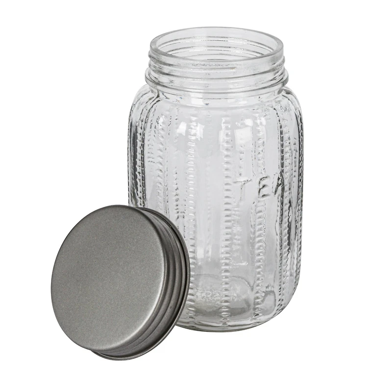 Hello Honey Tea Embossed Glass Jar with Metal Lid