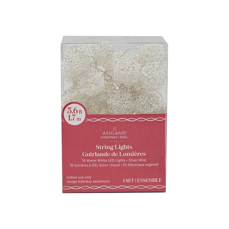 18ct. Warm White LED Silver Wire Ball String Lights by Ashland®
