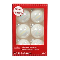 6 Pack 2.5" Iridescent Glass Ball Ornaments by Ashland