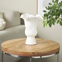 10.5" White Abstract Floral Ceramic Vase
