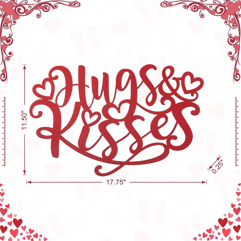 Glitzhome® 17.75" Valentine's Metal "Hugs & Kisses" Wall Décor