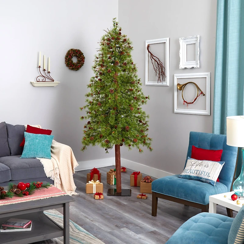 8ft. Pre-Lit Wyoming Alpine Artificial Christmas Tree, Clear LED Lights