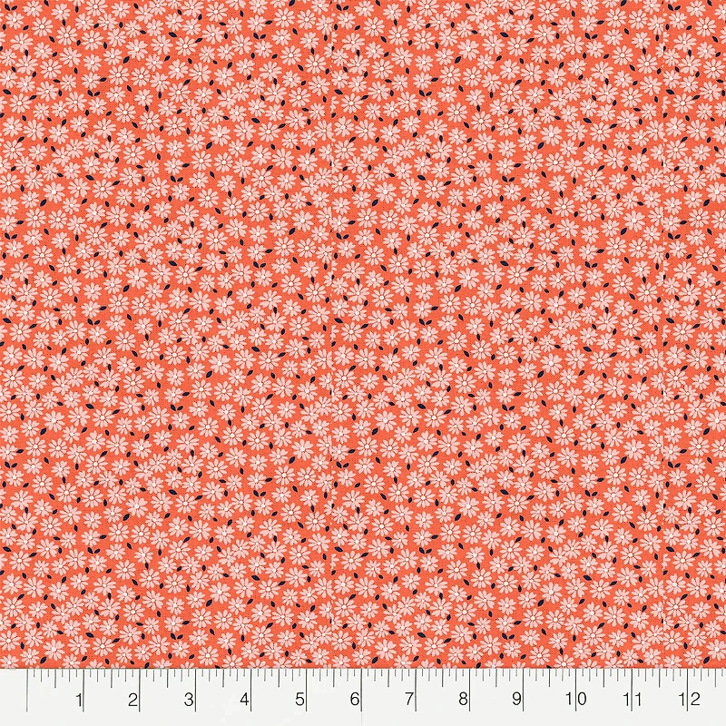 Fabric Editions Coral Carolina Ditsy Cotton Fabric