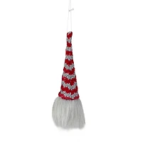 8" Red & Gray Knit Gnome Head LED Ornament