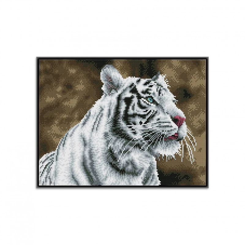 Diamond Dotz® Intermediate Tiger Blanc Pre-Framed Diamond Painting Kit
