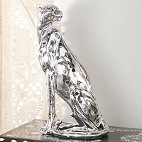 23" Silver Eclectic Leopard Sculpture