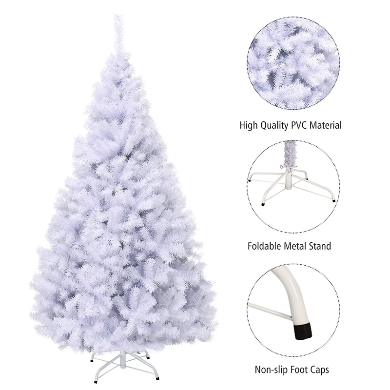 Costway 7.5ft. Unlit White Pine Artificial Christmas Tree