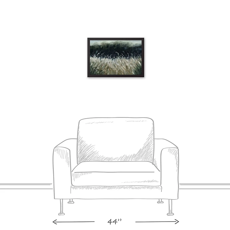 Moody Grass Scene Black Framed Canvas Wall Art