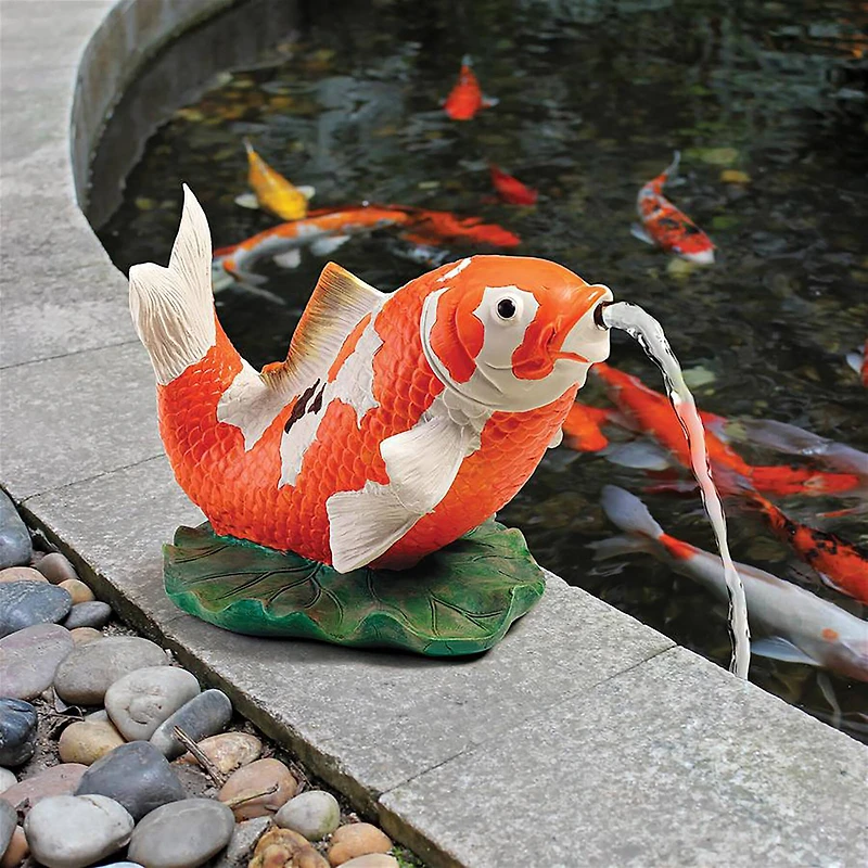 Design Toscano Kohaku Asian Koi Piped Spitter Statue