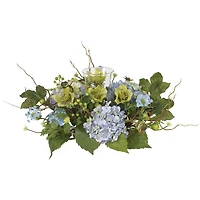 9" Blue Hydrangea Candelabrum Centerpiece