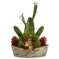 24" Mixed Succulent Plant in Decorative Planter
