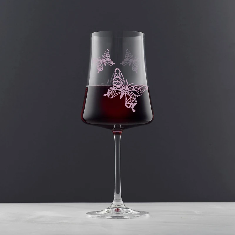 JoyJolt® 21oz. Meadow Butterfly Crystal Red Wine Glasses Set, 2ct.