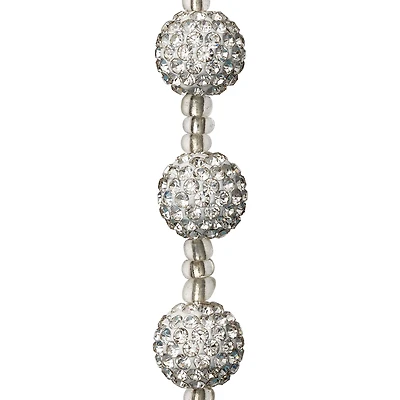 Silver Rhinestone Round Beads, 12mm by Bead Landing™