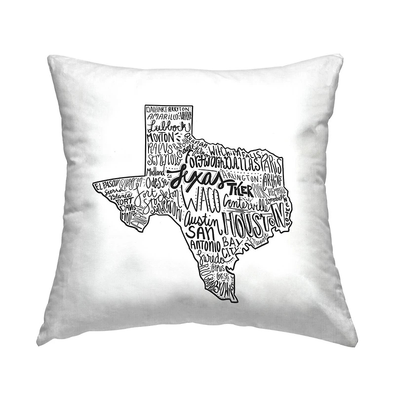 Stupell Industries Texas State Outline Shape City Typography Throw Pillow, 18" x 18"