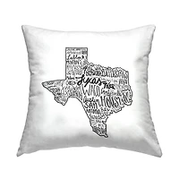Stupell Industries Texas State Outline Shape City Typography Throw Pillow, 18" x 18"