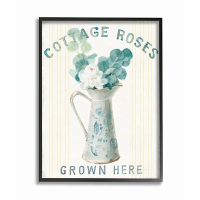 Stupell Industries Off-White Blue & Yellow Country Roses in Milk Tin Framed Wall Art