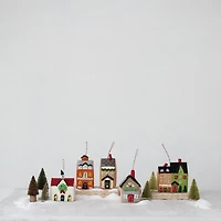 Hello Honey® Handmade Embroidered Wool Felt House Ornaments Set