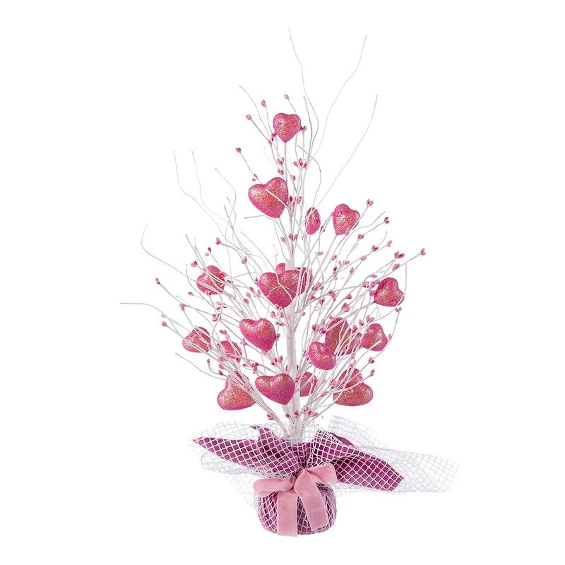 Glitzhome® 21" Lighted Valentine's Pink Heart Table Tree