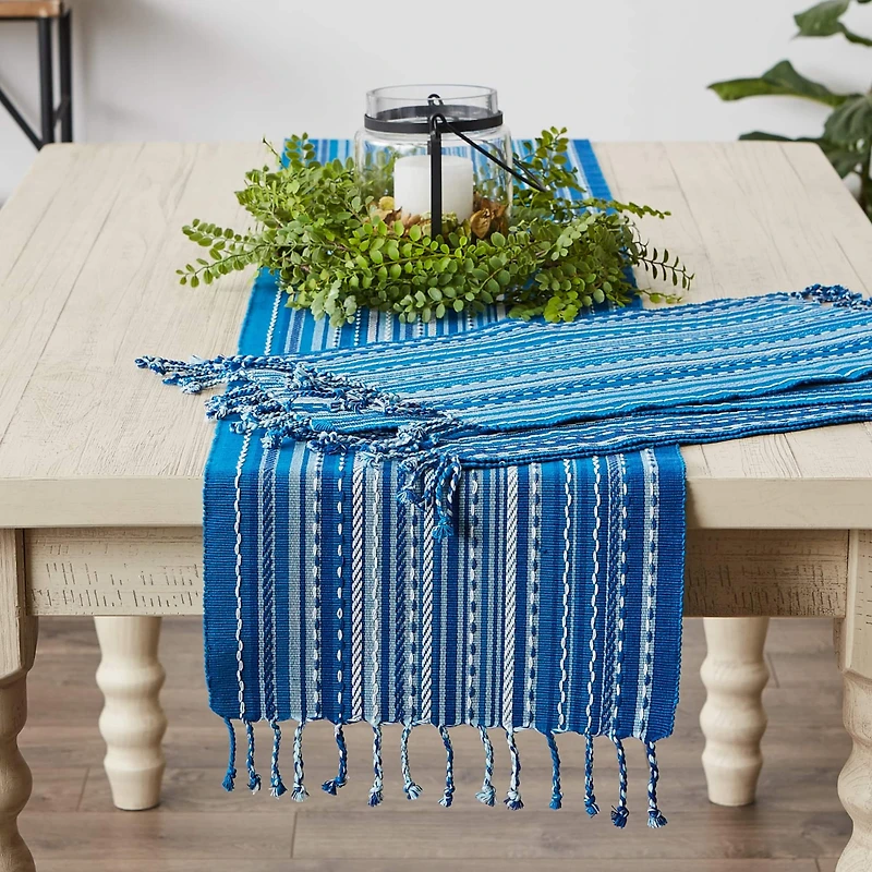 DII® Blue Tonal Stripe With Fringe Placemats, 6ct.
