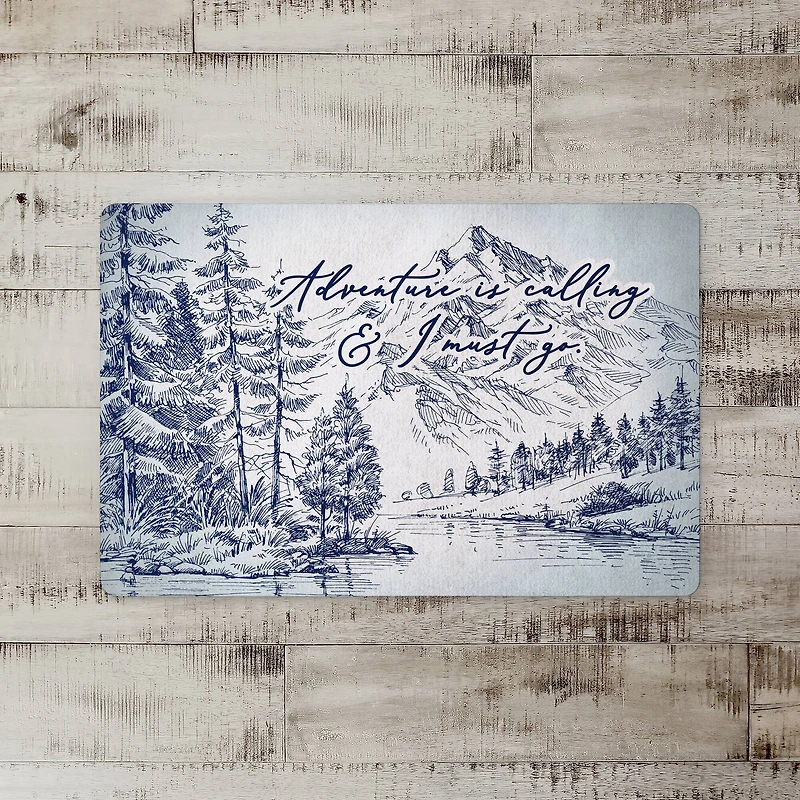 Mountaforest Drawing Blue  27x18 Floor Mat