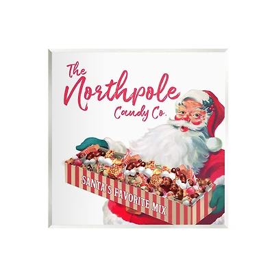 Stupell Industries Vintage Northpole Candy Santa Claus Wall Plaque Art
