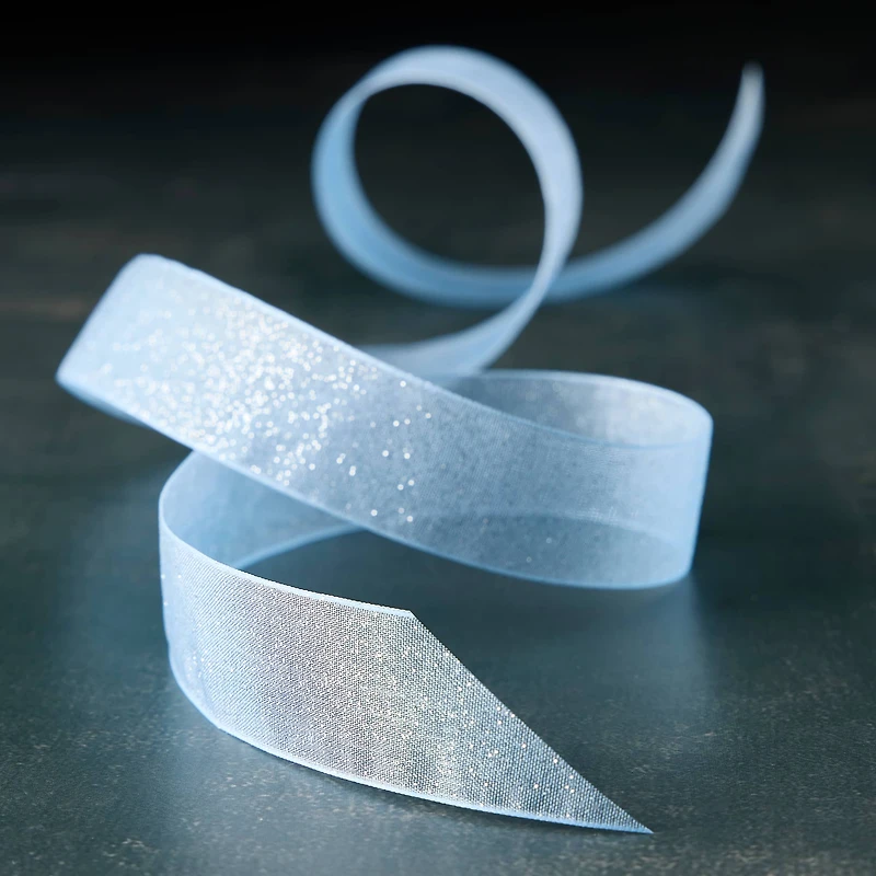 7/8" x 5yd. Blue Sheer Glitter Ribbon by Celebrate It® Classic