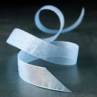 7/8" x 5yd. Blue Sheer Glitter Ribbon by Celebrate It® Classic