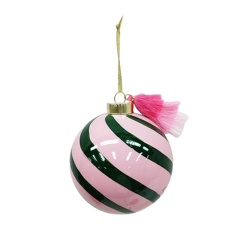 4.5" Striped Glass Ball Ornament by Ashland