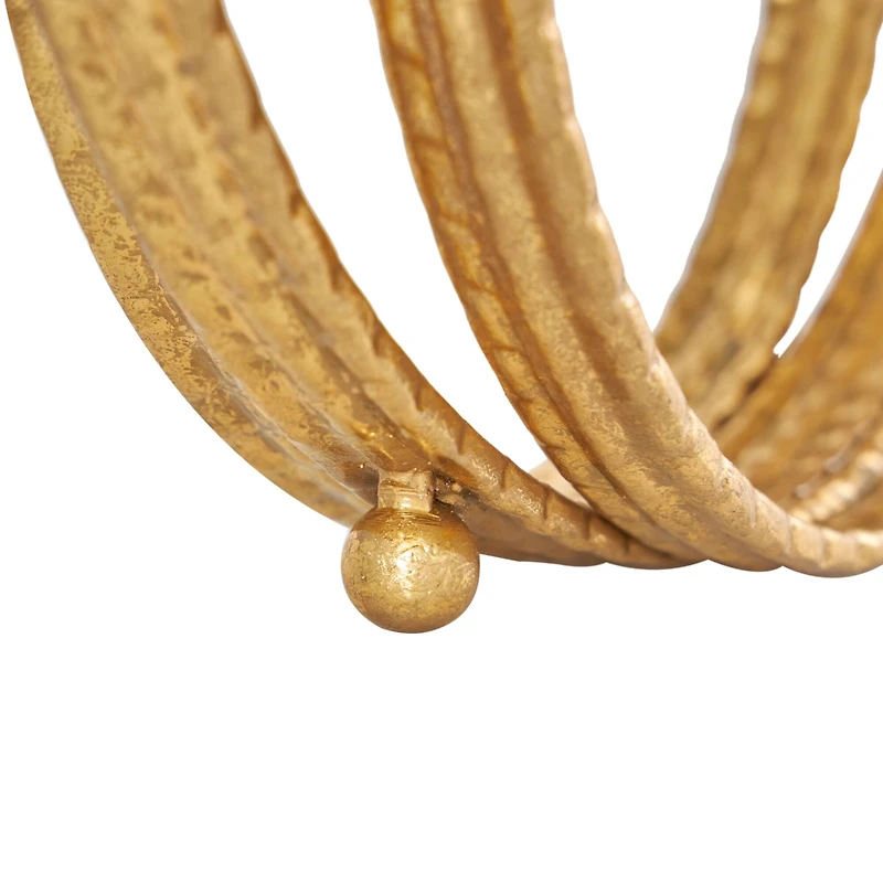 Gold Metal Geometric Layered Ring Sculpture Set