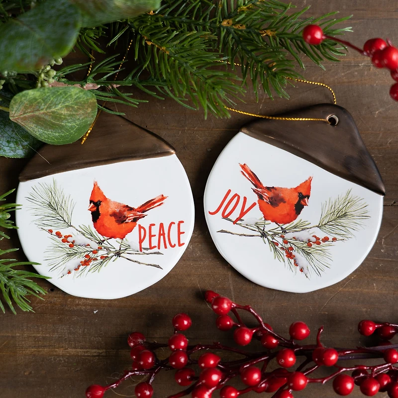 12ct. 4.5" Cardinal Joy & Peace Ornaments