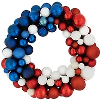 22" Red, white & Blue Glittered Patriotic Ornament Wreath