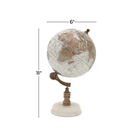 11" White Marble & Metal Contemporary Globe