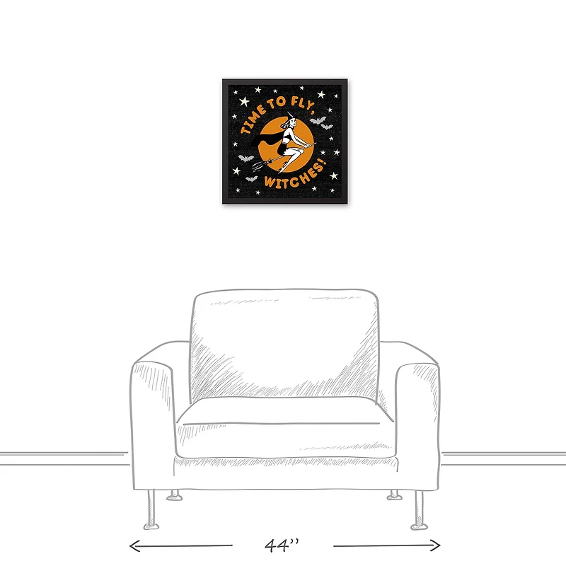 Time to Fly Witches 16" x 16" Black Framed Canvas
