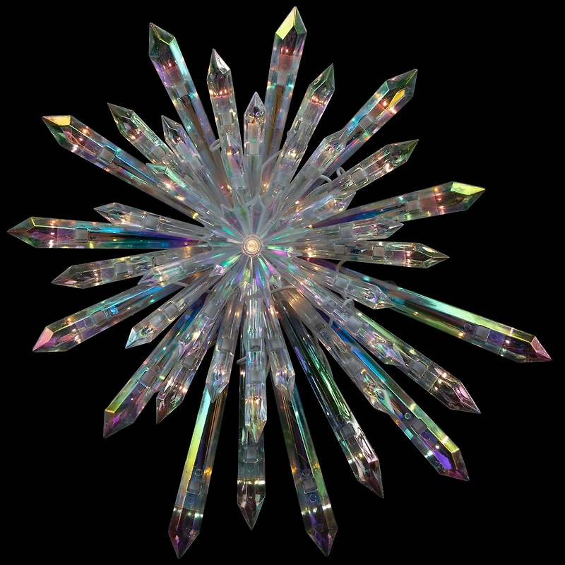 14" Lighted Iridescent Icicle Christmas Tree Topper, Clear Lights