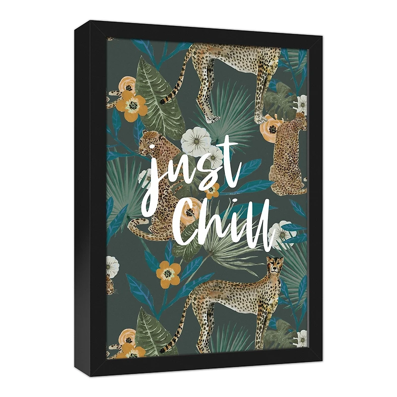 Just Chill Tropical Cheetah Black Framed Canvas Art