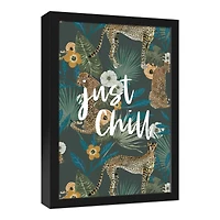 Just Chill Tropical Cheetah Black Framed Canvas Art