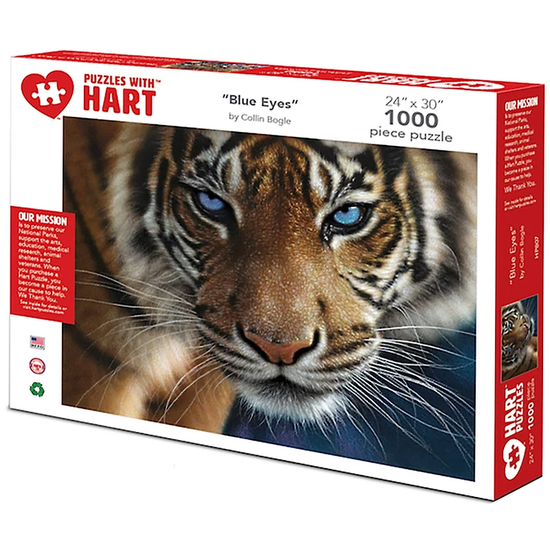 Hart Puzzles Blue Eyes Tiger by Colin Bogle 1,000 Piece Jigsaw Puzzle