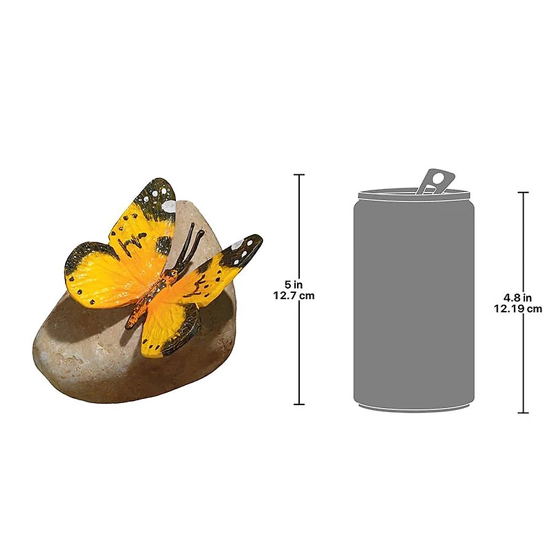 Design Toscano 6" Yellow Mocker Swallowtail Butterfly on Rock Statue