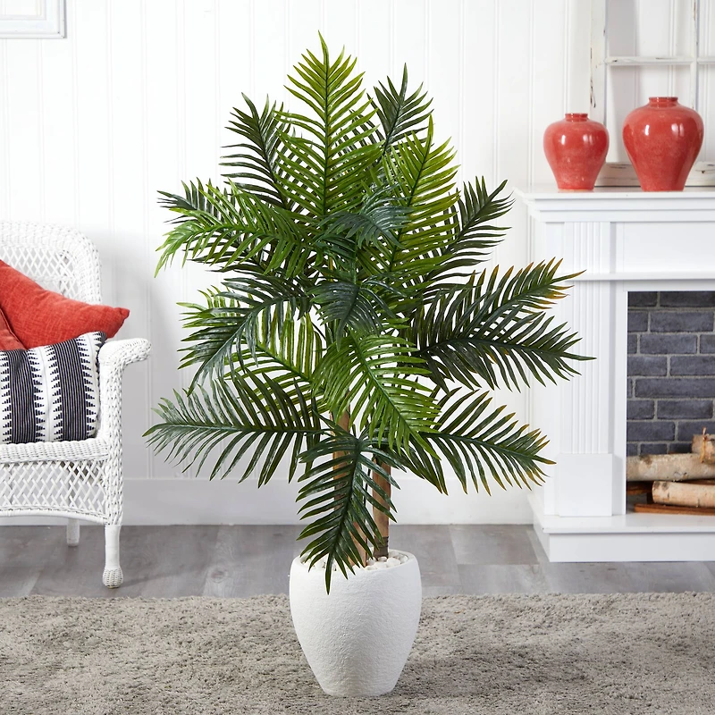 5ft. Areca Palm Real Touch Artificial Tree in White Planter