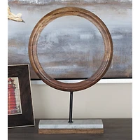 17" Brown Mango Wood Abstract Sculpture