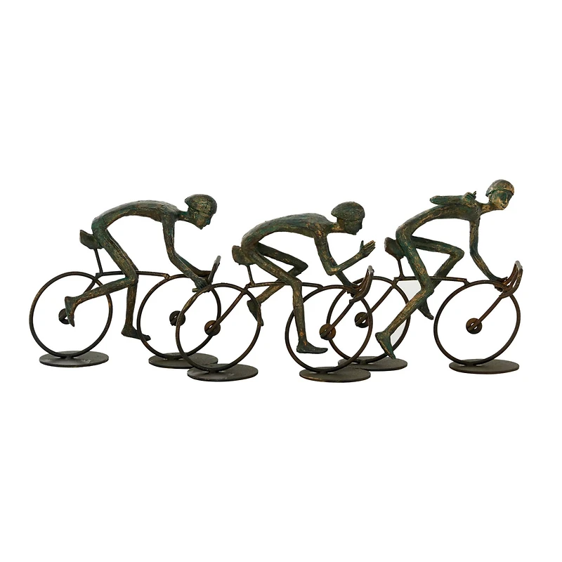 20" Bronze Polystone Cyclists Sculpture