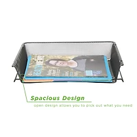 Mind Reader Black 2-Pack Stackable Metal Mesh Document File Letter Desktop Tray Organizer,