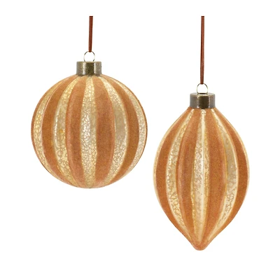 12ct. Copper Glass Ribbed Mixed Ornaments