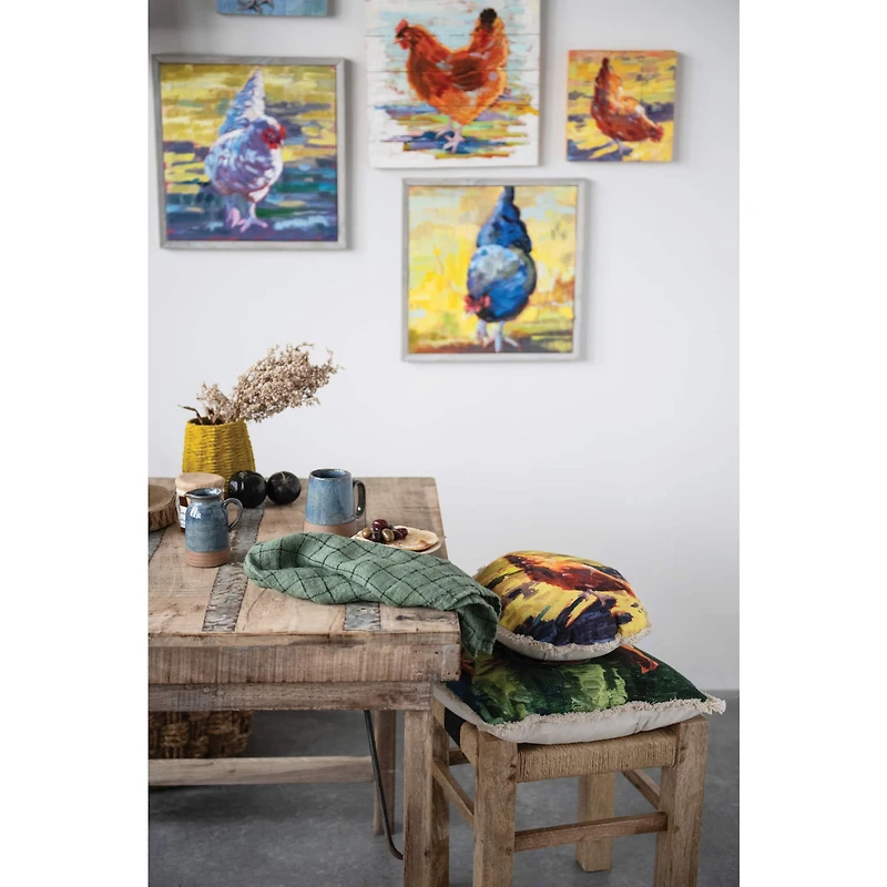 Hello Honey® Hen Print Cotton Canvas Pillow